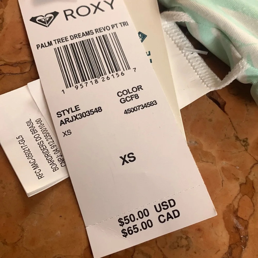 NWT Roxy Palm Tree Dreams Reversible Elongated Triangle Bikini Top - Picture 7 of 8
